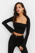 Cool & Sexy Kadın Siyah Pencereli Crop Bluz B1905 - 1