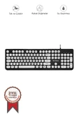 Torima TK-09 Siyah+Beyaz Retro Daktilo Görünümlü Kablolu Q Klavye - 1
