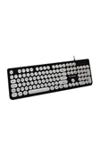 Torima TK-09 Siyah+Beyaz Retro Daktilo Görünümlü Kablolu Q Klavye - 4