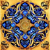 Sarı Lacivert Mandala Desenli Duvar Kağıdı - 7