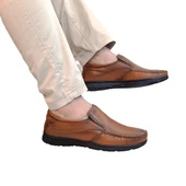 Fiyra fth04 Kahverengi Hakiki Deri Kaymaz Bağacaksız Erkek Ayakkabı - 4