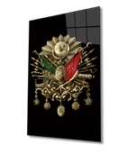 Osmanlı Arması Tuğrası Dekoratif ve Modern Cam Tablo Ev ve Ofis Duvar Dekoru - 1