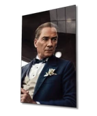 Yapay Zeka Atatürk Portresi Dekoratif ve Modern Cam Tablo Ev ve Ofis Duvar Dekoru - 1