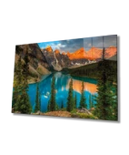 Dağ Yansıma Manzara Dekoratif ve Modern Cam Tablo Ev ve Ofis Duvar Dekoru - 1