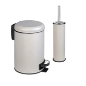 ELİT SERİSİ 4'LÜ BANYO SETİ ÇÖP KOVASI WC FIRÇASI SABUNLUK DİŞ FIRÇALIK SETİ - BEJ (3 LT'Lİ) (YAVAŞ KAPANIR) - 2