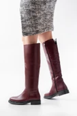 Bordo Fermuarlı Günlük Kadın Çizme thumbnail 4