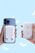 Torima TRM-1016 Beyaz 10000mAh Manyetik Kablosuz Powerbank Magsafe Taşınabilir Hızlı Şarj Powerbank - 5