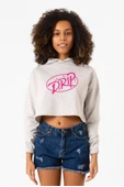 Babymonster Drip Beyaz Kırçıllı Kadın Crop Kapşonlu - 1