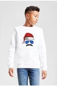 Mustache Christmas Hero Beyaz Çocuk 2ip Sweatshirt - 2