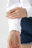 Rolling Quartz Logo Beyaz Optik Kadın Crop Kapşonlu - 5