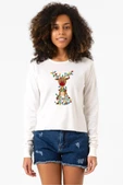 Adorable Reindeer Christmas Ekru Ekstra Uzunkol Sweatshirt thumbnail 1