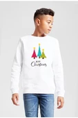 Merry Christmas Beyaz Çocuk 2ip Sweatshirt - 1