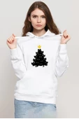 Meowy Christmas Beyaz Kadın 3ip Kapşonlu Sweatshirt thumbnail 1