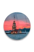 Kız Kulesi Yuvarlak Dekoratif ve Modern Cam Tablo - 1
