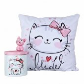 Kedi Biblolu Seramik Kalemlik Kedi Puf Yastık - 1