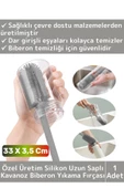 Özel Üretim Yüksek Kaliteli Çevre Dostu Uzun Saplı Kavanoz Bardak Biberon Temizleme Fırçası 33 Cm - 1