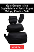 Premium Kaliteli Fermuarlı İç İçe Geçirilebilen 10/15/20/25 Cm 4'lü Taşınabilir Makyaj Çantası Seti - 1