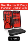 Premium Yüksek Kaliteli Çelik El Yüz Ayak Bakım Çantalı 12 Parça Manikür Pedikür Seti - 1