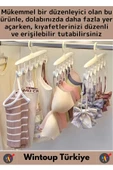 Özel 360 Derece Döner Üst Kısım Çift Taraflı 6 Askılı 12 Kancalı Kemer Elbise Çamaşır Askısı 4 Adet - 3