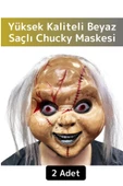 Premium Yüksek Kaliteli Eğlenceli Parti Kostüm Cadılar Bayramı Halloween Chucky Maskesi 2 Adet - 1