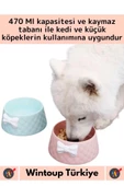 Özel Üretim Yüksek Kaliteli Kaymaz Pet Evcil Hayvan Fiyonk Tasarımlı Kedi Köpek Su Mama Kabı 470 Ml - 1