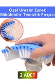 Özel Dayanıklı Ultra Esnek Bükülebilir Sert Zemin Musluk Mutfak Banyo Askılı Temizlik Fırçası 2 Adet thumbnail 1