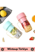 Taşınabilir Ev İş Gündelik Milkshake Meyve Sıkacağı USB Şarjlı Pipetli Bardak Blender 420ML 2 Adet - 3