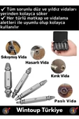 Premium Dayanıklı Matkap Tornavida Uyumlu Hasarlı Paslı Kırık Yamuk Vida Sökme Çıkarma Seti 4'lü Set - 2