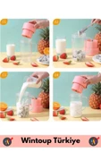 Taşınabilir Ev İş Gündelik Kullanım Milkshake Meyve Sıkacağı USB Şarjlı Pipetli Bardak Blender 420ML - 5