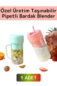 Taşınabilir Ev İş Gündelik Kullanım Milkshake Meyve Sıkacağı USB Şarjlı Pipetli Bardak Blender 420ML - 1