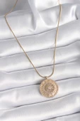 Gold Renk Zirkon Taşlı 12 Burç Madalyon Model Kadın Kolye - EBJ241130W29619 thumbnail 2