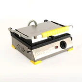 8 Dilim Elektrikli Saf Döküm Tost Makinesi  (Döküm 30x23) - İnoks - Sarı thumbnail 1