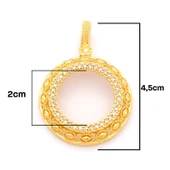 Yarım Altın Çerçeveli Kolye Ucu Altın Kaplama Yuvarlak TGR-625 thumbnail 2