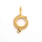 Yarım Altın Çerçeveli Kolye Ucu Altın Kaplama Yuvarlak TGR-630 thumbnail 1