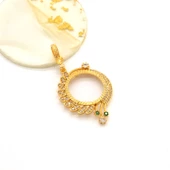 Yarım Altın Çerçeveli Kolye Ucu Altın Kaplama Yuvarlak TGR-630 thumbnail 3