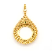 Yarım Altın Çerçeveli Kolye Ucu Altın Kaplama İşlemeli TGR-633 thumbnail 2