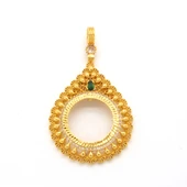 Yarım Altın Çerçeveli Kolye Ucu Altın Kaplama İşlemeli TGR-633 thumbnail 1