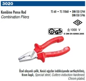 İzeltaş Kombine Pense 180 MM Rod Seri 3020124180 thumbnail 1