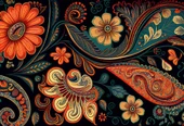 Kırmızı Yeşil Çiçek Çizimi Desenli Duvar Kağıdı - 7
