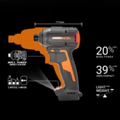 WORX WX265.9 20Volt 200Nm Kömürsüz Profesyonel Şarjlı Darbeli Tornavida (Akü Dahil Değildir) - 3