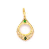 Yarım Altın Çerçeveli Kolye Ucu Altın Kaplama İşlemeli TGR-649 thumbnail 1