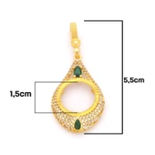 Yarım Altın Çerçeveli Kolye Ucu Altın Kaplama İşlemeli TGR-649 thumbnail 2