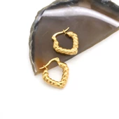 Çelik Küpe Altın Kaplama Kadın Kalpli Model UNK-804 thumbnail 3