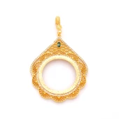 Tam Altın Çerçeveli Kolye​ Ucu Altın Kaplama İşlemeli TGR-597 thumbnail 1