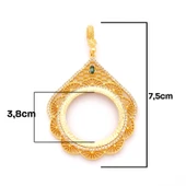 Tam Altın Çerçeveli Kolye​ Ucu Altın Kaplama İşlemeli TGR-597 thumbnail 2
