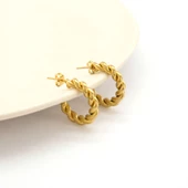 Çelik Halka Küpe Altın Kaplama Burma Model UNK-801 thumbnail 3