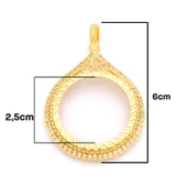 Tam Altın Çerçeveli Kolye​ Ucu Altın Kaplama İşlemeli TGR-603 thumbnail 3