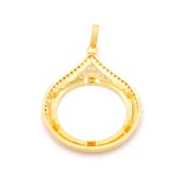 Tam Altın Çerçeveli Kolye​ Ucu Altın Kaplama İşlemeli TGR-603 thumbnail 2