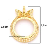 Tam Altın Çerçeveli Kolye​ Ucu Altın Kaplama İşlemeli TGR-600 thumbnail 2