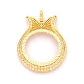 Tam Altın Çerçeveli Kolye​ Ucu Altın Kaplama İşlemeli TGR-600 thumbnail 1